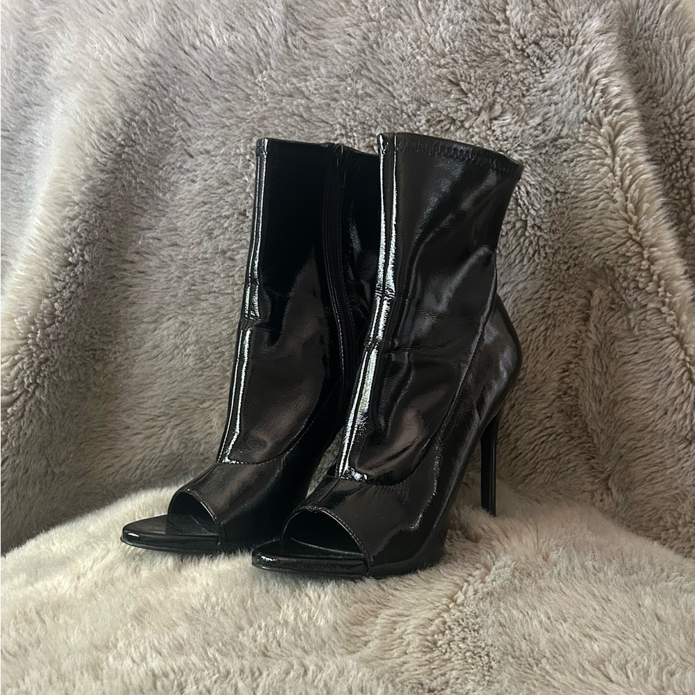 Steve Madden Open-Toe Black High-Heel Boots